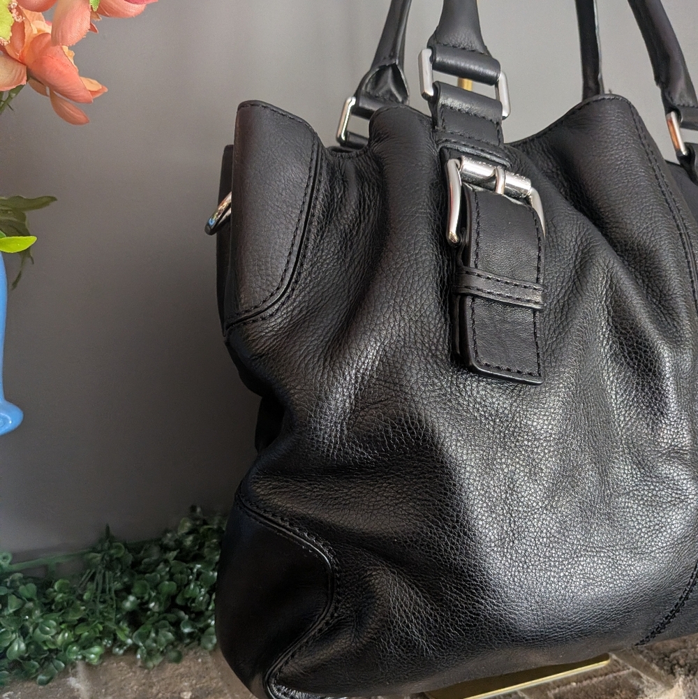 Michael Kors Grayson Black Leather Handbag Silver Hardware - Picture 4 of 16